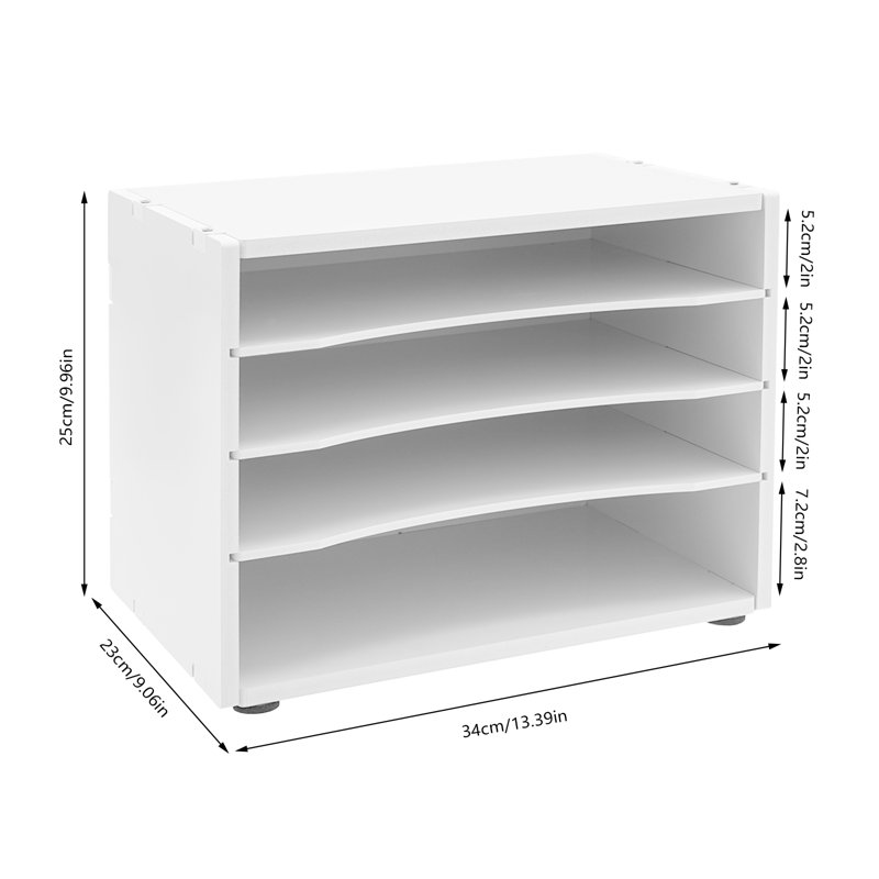 Niamarie 2pcs 4-layer Stackable Desktop File Organizer, White