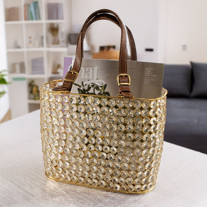 Sac à main Cartera Cristal, Brun / or / transparent