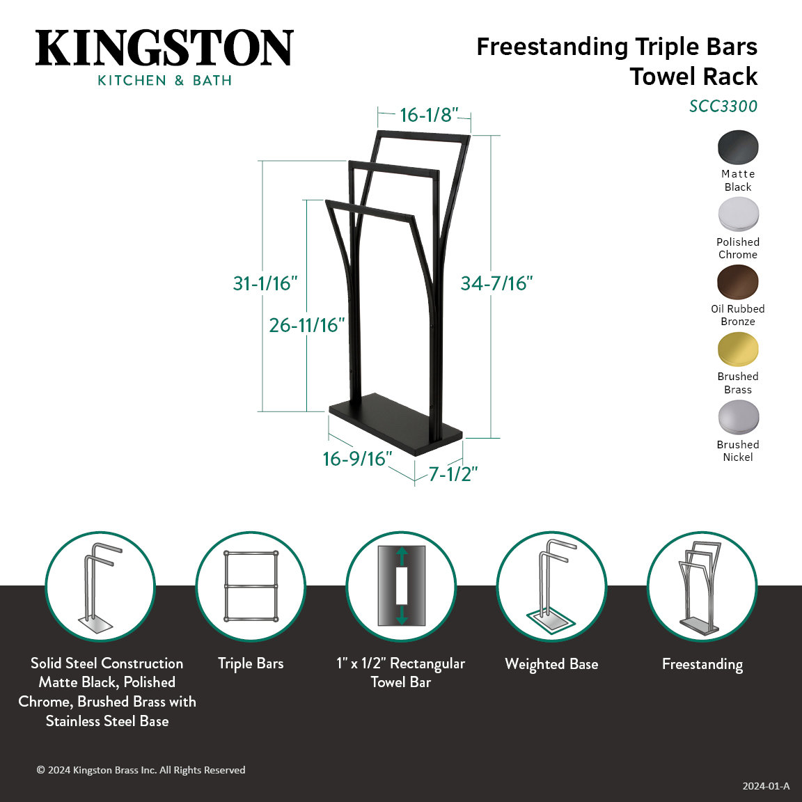 Edenscape Freestanding Y-Style Towel Rack, Brushed Brass