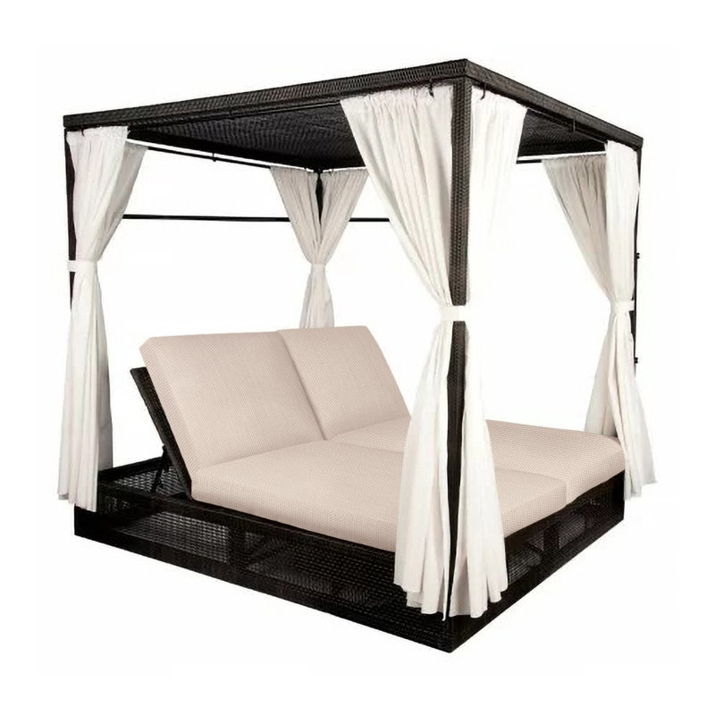 Montecito 74.5'' Wide Straight Premium All-Weather Wicker Patio Daybed with Cushions, Canvas Bird's Eye Sunbrella® Canvas
