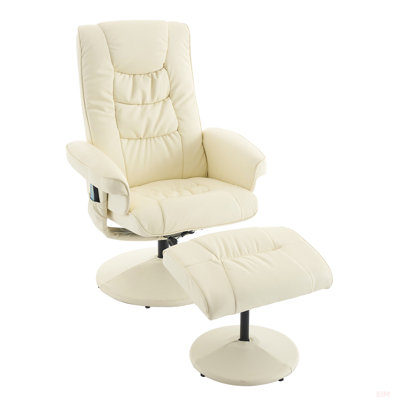 360° Swivel PU Leather Massage Recliner Chair with Ottoman