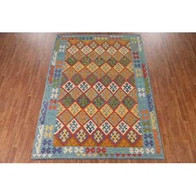 Reversible Wool Kilim Area Rug 7x10