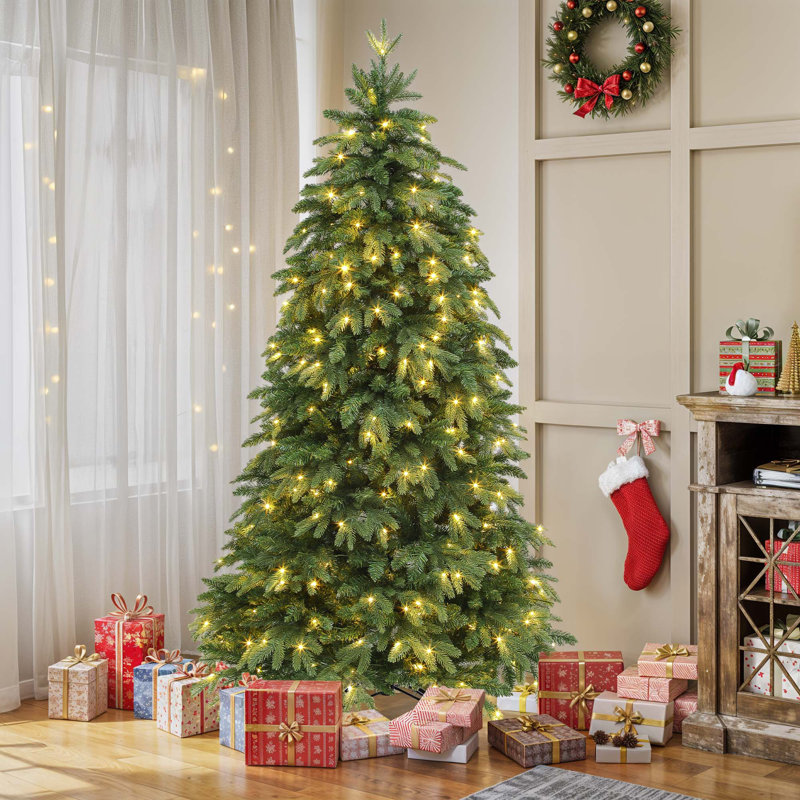  Arbre de Noël artificiel épinette de 6,5 pi avec lumières préinstallées
