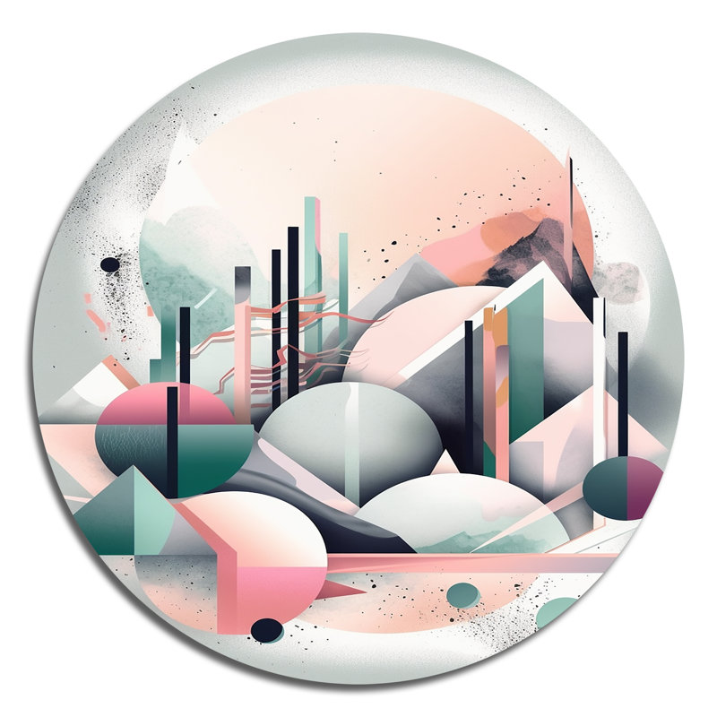 Essence of Abstract Minimalisme I - Minimalisme abstrait, art mural rond sur métal, H 16 po x l 16 po x P 1 po