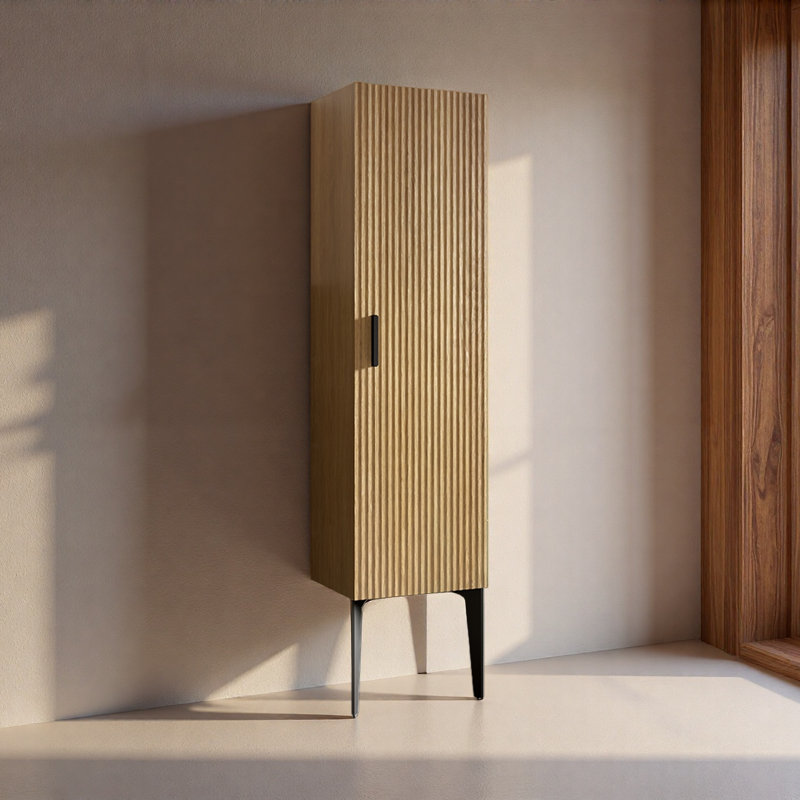 Striped Matt Bathroom Side Cabinet, Freestanding Storage Cabinet For Modern Bathroom