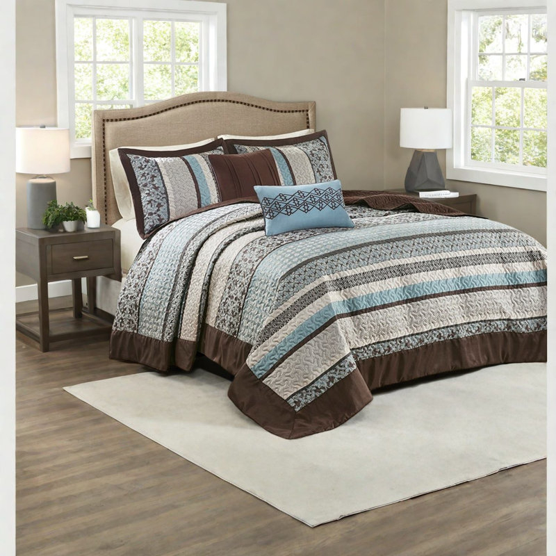 Ensembles de literie en jacquard bleu élégant, confort en coton, style intemporel pour la décoration intérieure