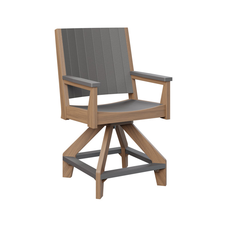 Mayhew Outdoor Bar Stool, Smoke Gray, Antique Mahogany
