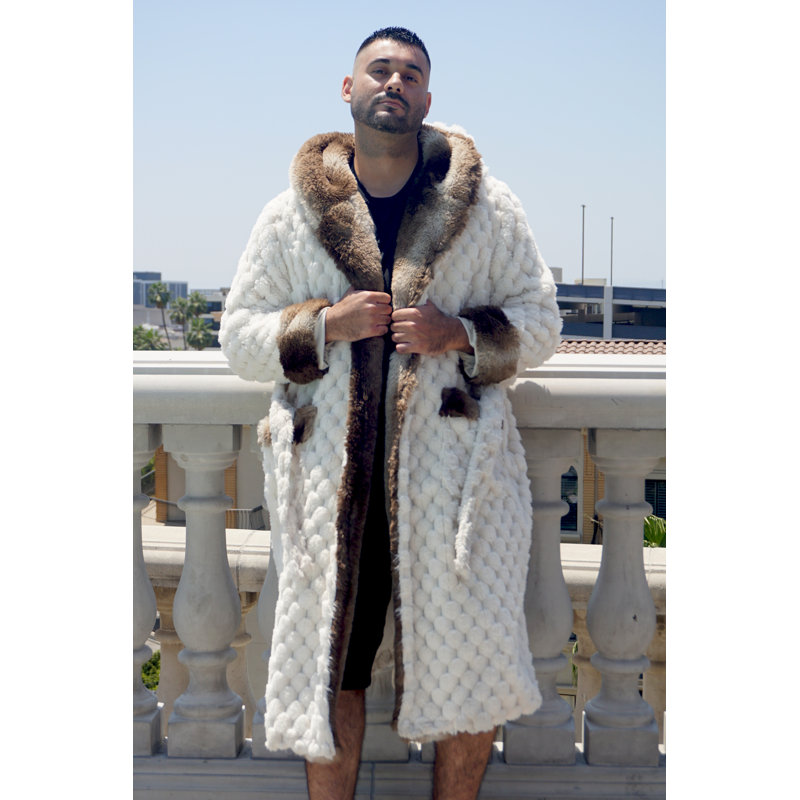 Rexa Robe Fleece Gender Neutral Mid-Calf Bathrobe with Pockets and Hood, XL/L