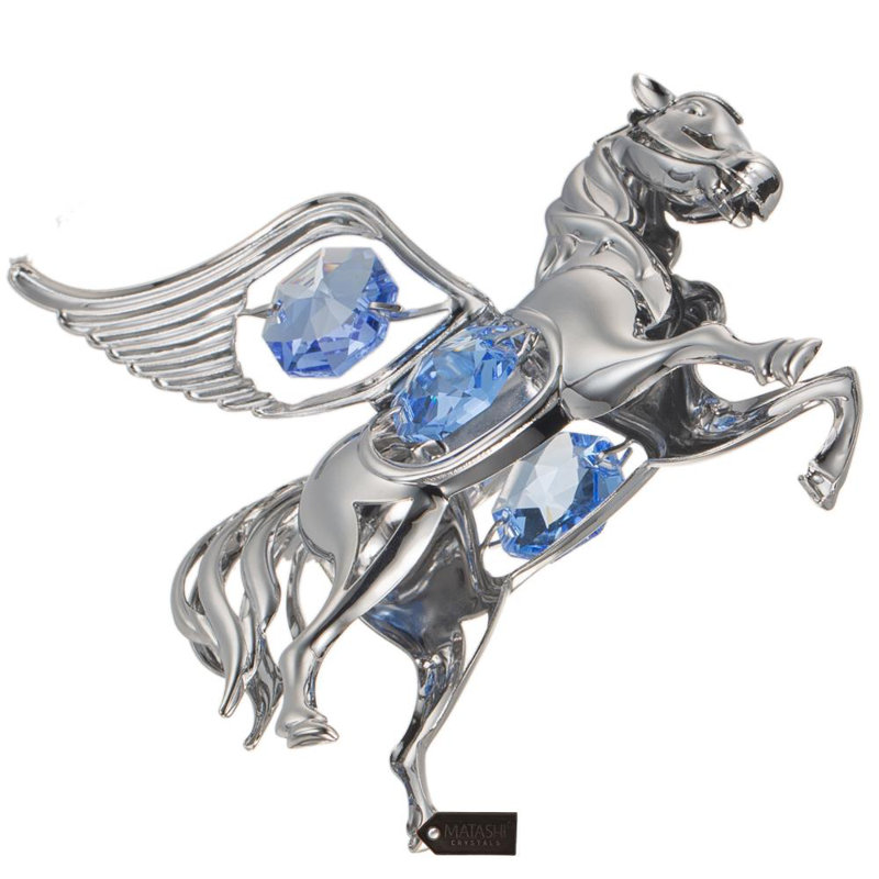 Ornement Pégase avec cristal bleu