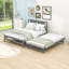 Lit plateforme double en bois avec lit gigogne simple réglable et tête de lit-995619896