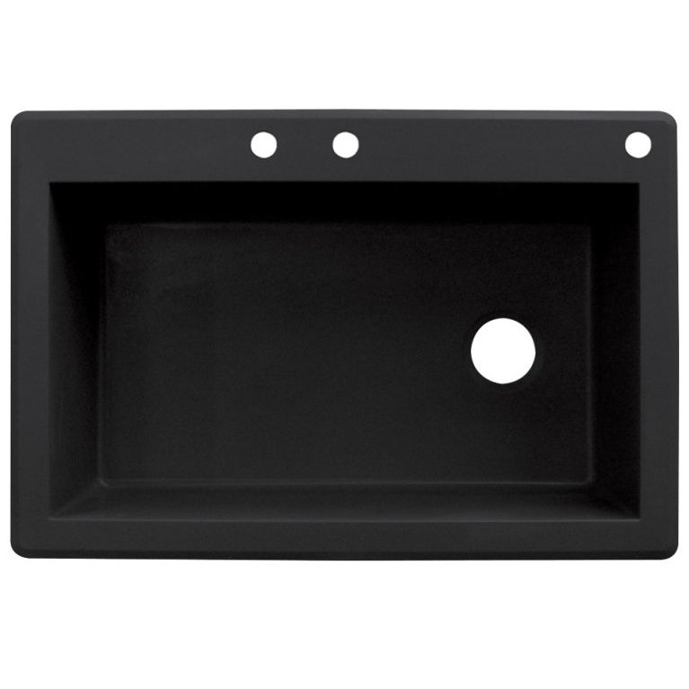 Évier de cuisine à simple cuve encastré l 33 po x l 22 po Radius, Noir