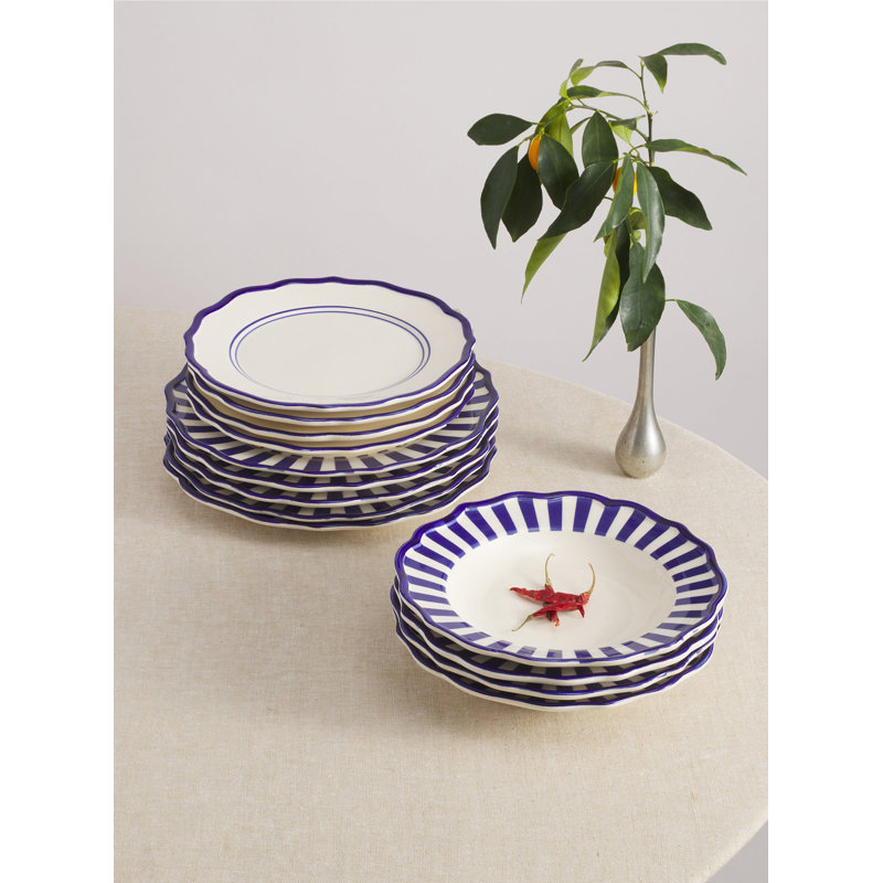 12 Piece Mixed Dinnerware Set with Pasta Bowl - RJR, Blue