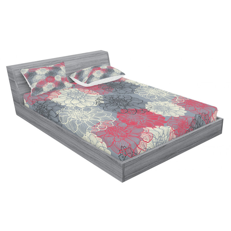 Microfiber Floral Sheet Set, Queen Sheet Set + Fitted Sheet + 2 Pillowcases