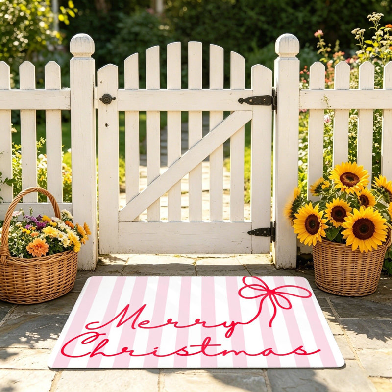 Tapis rose et blanc 24 po x 36 po pour porte d'entrée