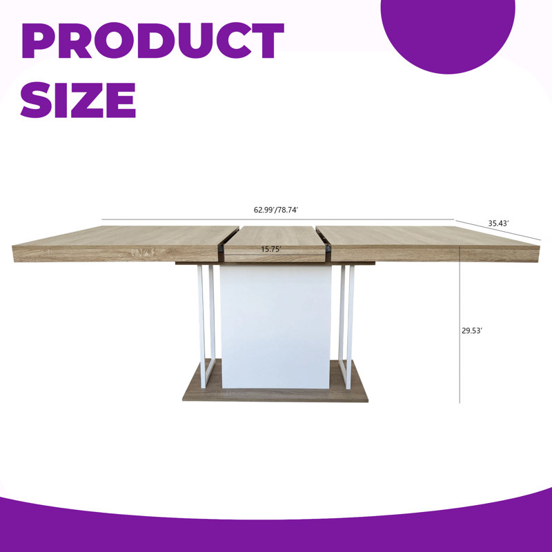 Table de salle à manger extensible en chêne blanc pour 6 à 10 personnes | 160 à 200 cm charme rustique, Blanc