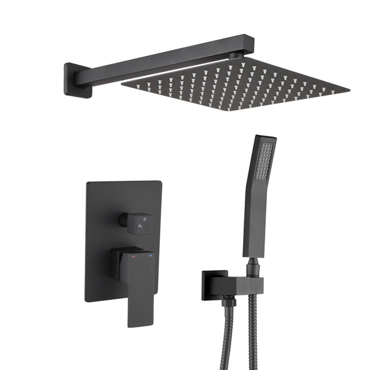12 in Brushed Nickel Shower Faucet Combo Set Rainfall System With Handheld Spray