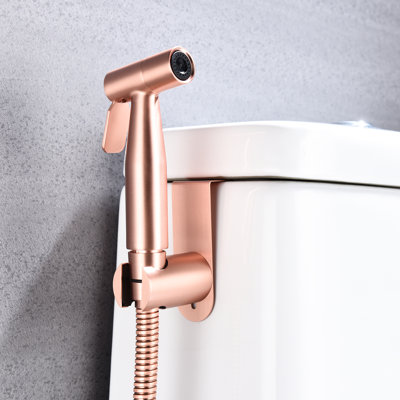 Hygienic Rose Gold Metal Handheld Toilet Bidet , Provides Convenient Cleaning With Adjustable Spray Intensity And Corrosion Feature For Toilet, Flow Properties