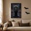Squelette gothique priant en vitrail, art mural d'Halloween-142048489