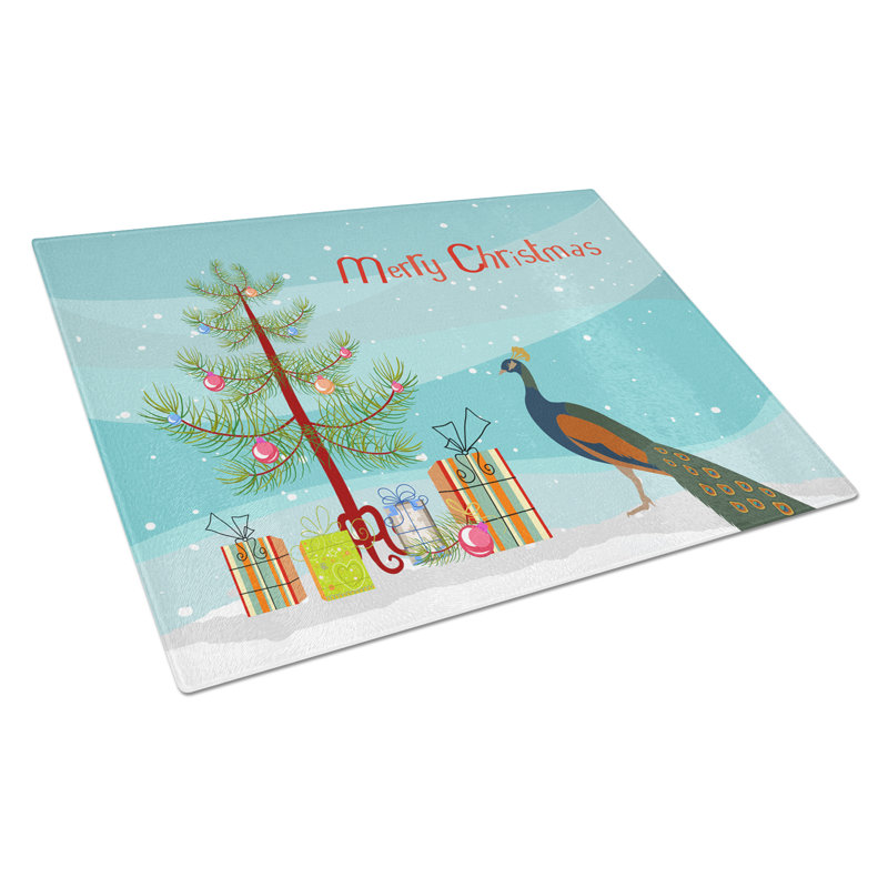 Planche à découper en verre trempé caroline de noël indien de noël paon
