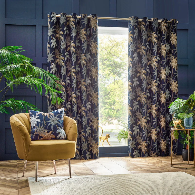 Galapagos Room Darkening Curtain Pair, Blue, 117 W x 137 D cm