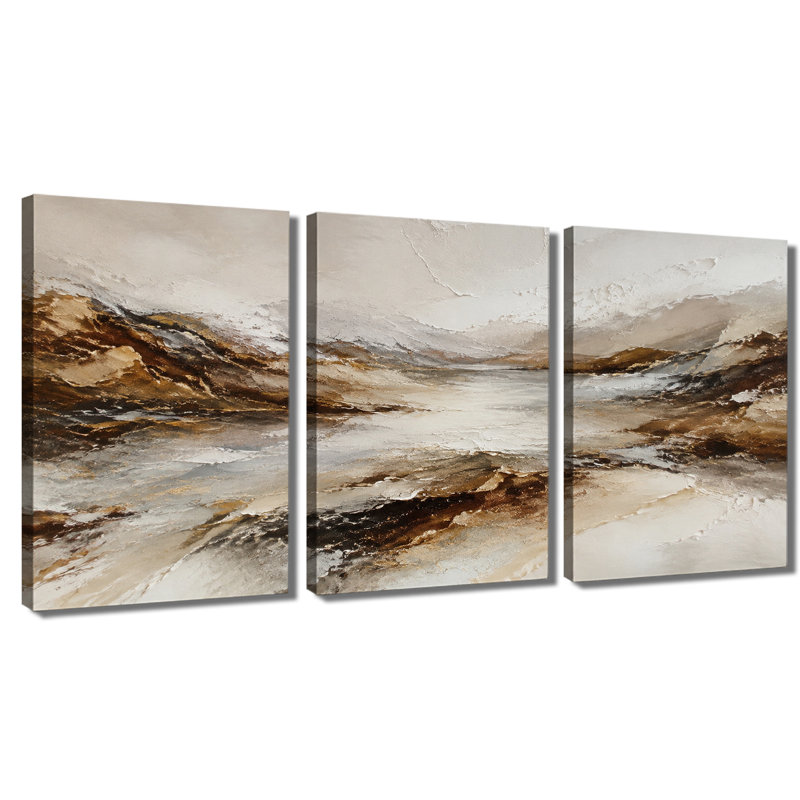 3 panneaux muraux neutres texturés, impression sur toile, 20 * 30 pouces * 3