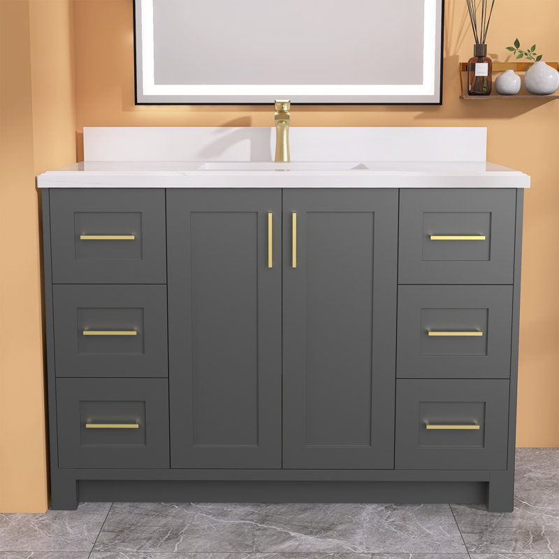 Base de meuble-lavabo simple 48 po, Gris