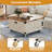 Square Coffee Table with Charging Station, Center Tablle With Stoare Sensor Lights, Storage Cabinet & Locking Casters