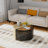  Modern Rotating Coffee Table with Tempered Glass top tabletop and Storage, Spinning Round Accent Table with Dual Layer Design for Living Room, Bedroom-94917786