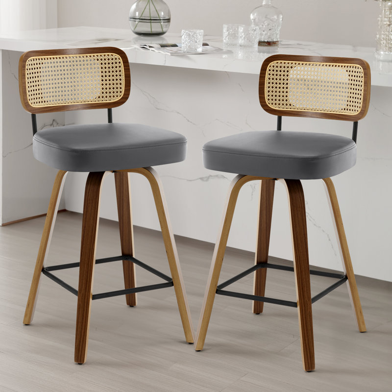 Tabouret de bar et de comptoir Julieza, Brun, Gris, Tabouret de comptoir (siège d'une hauteur de 26 p
