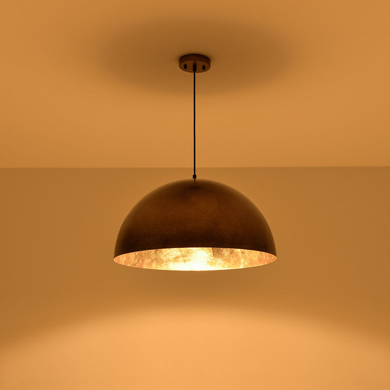Kyrek 23.6" W 1-Light Iron Dome Pendant, 12.4" H x 23.6" W x 23.6" D, Antique Bronze