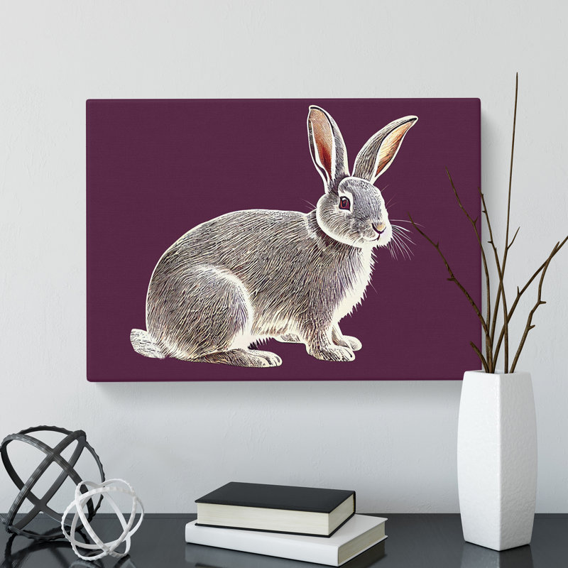 Vintage Rabbit Art - Wrapped Canvas, 35cm H x 50cm W x 3cm D