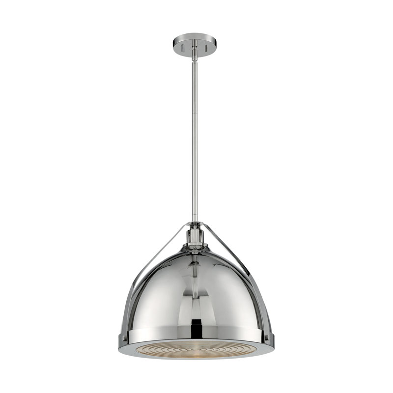 Ebru 1-Light Unique Dome Pendant, H 15,38 po x l 17,63 po x P 17,63 po, Nickel poli