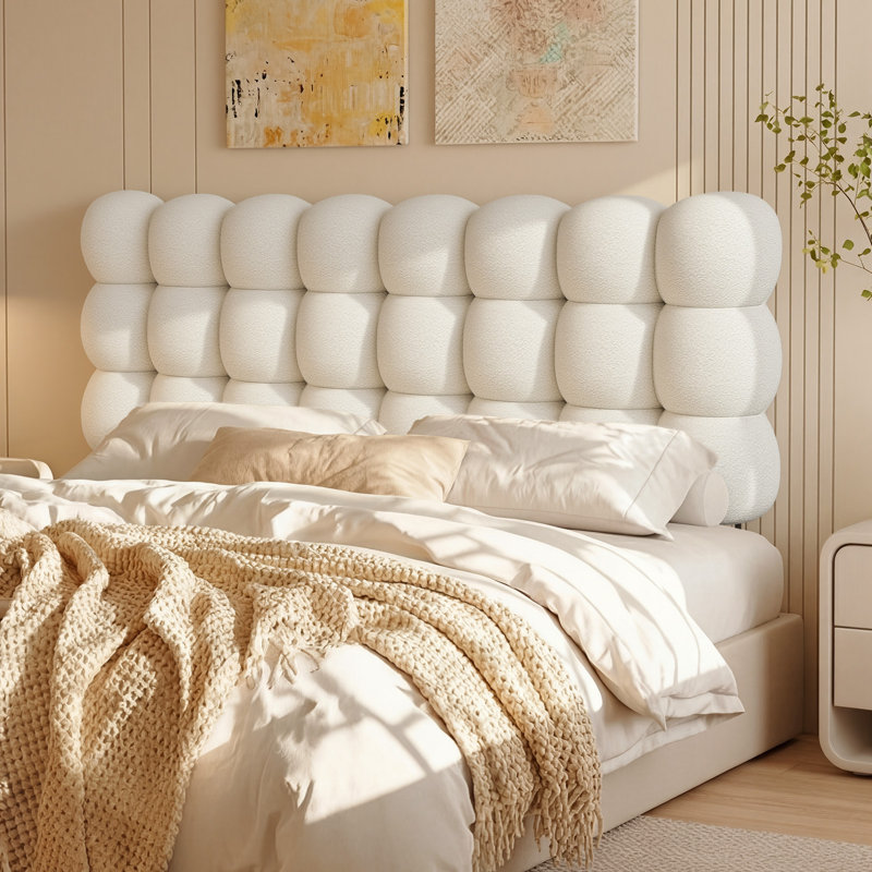 Tête de lit tapissier rembourrée Cloud, Blanc, Grand