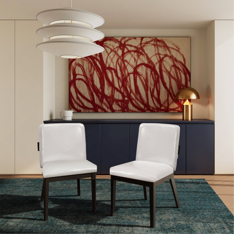 Ensemble de 2 chaises de salle à manger rembourrées en cuir synthétique moderne
