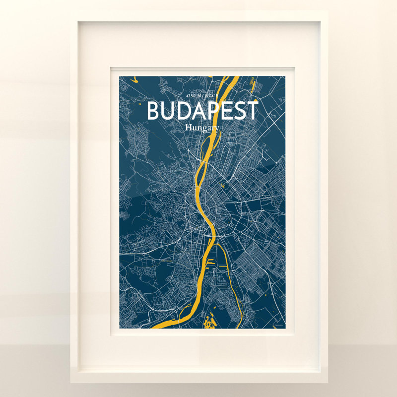 Carte de la ville de Budapest, impression, Amusez-vous, H 27,6 po x l 19,7 po x P 0,05 po