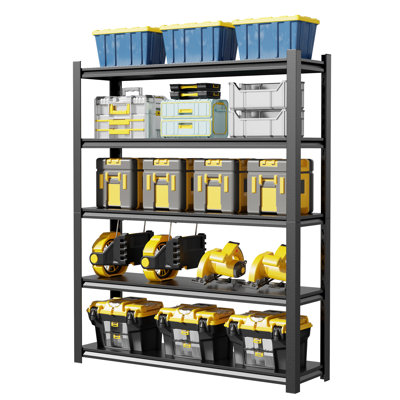 5-Tier Garage Shelving, Storage Shelves,3000LBS Heavy Duty Shelving, Adjustable Metal Shelving Units for Storage Rack for Shed Warehouse Basement, Black