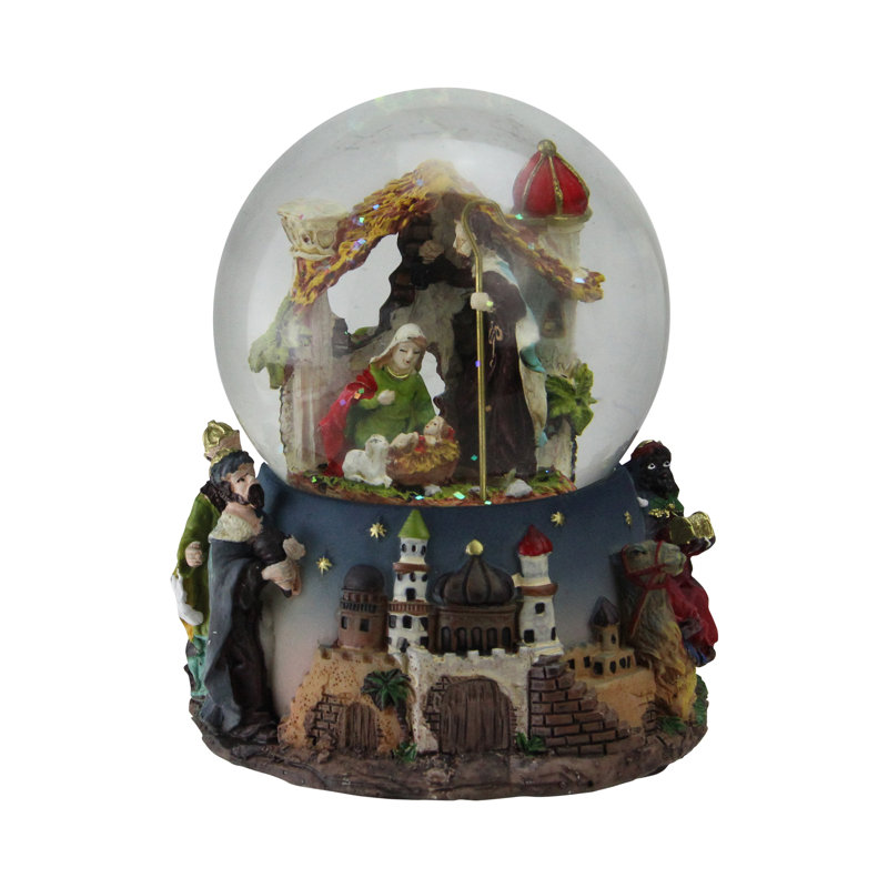 5.75" Nativity Manger Scene Christmas Musical Snow Globe