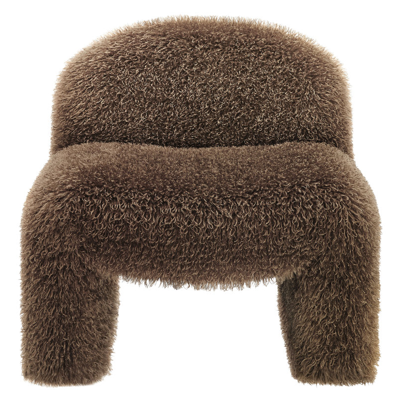 Chaise d'appoint en fausse fourrure brune Mina, Brun