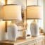 Ensemble de 2 lampes de table en céramique 25 po avec abat-jour en lin, ampoules DEL incluses-133984946