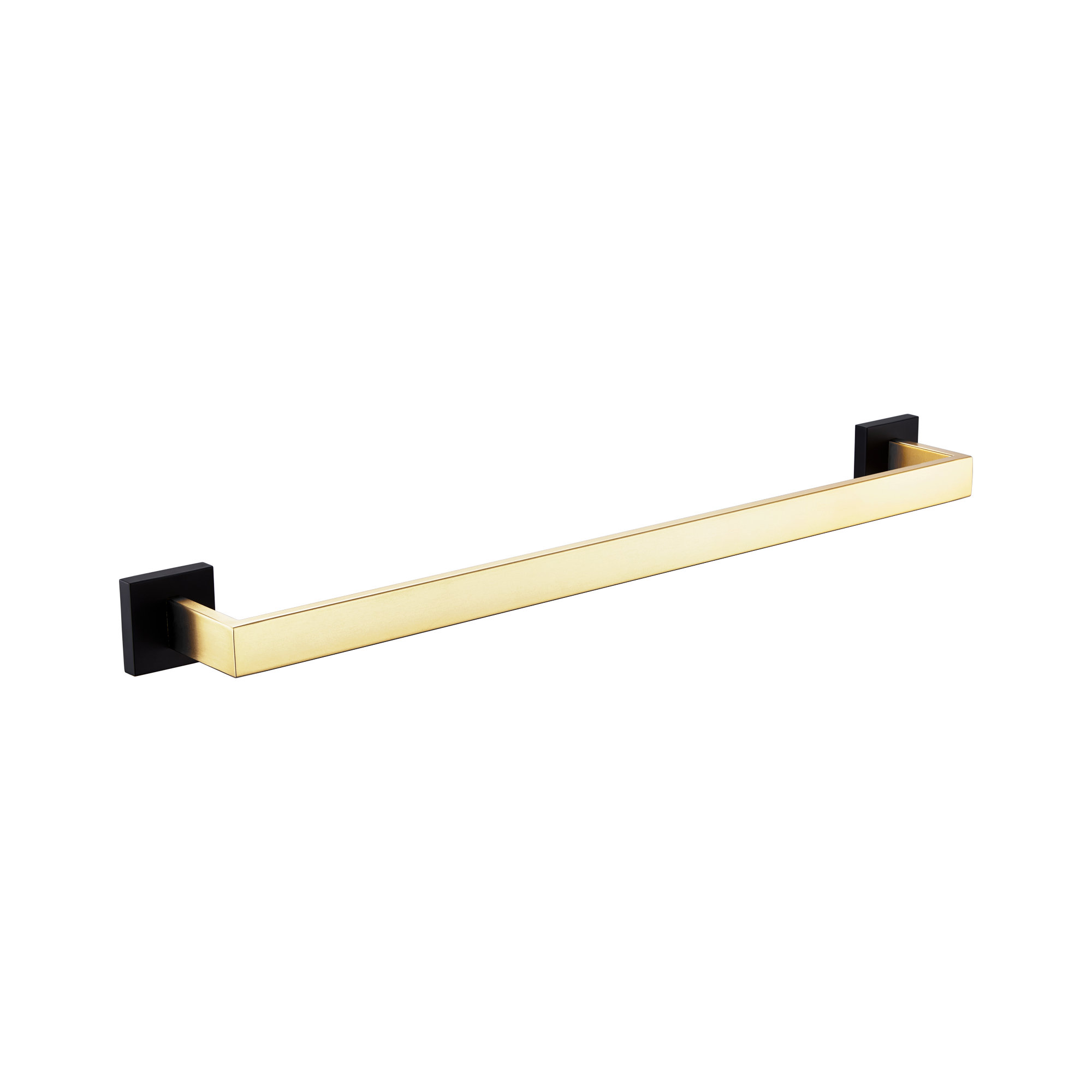 25.5" Wall Mounted Towel Bar, 2" H x 25.5" W x 3" D, Black/Gold