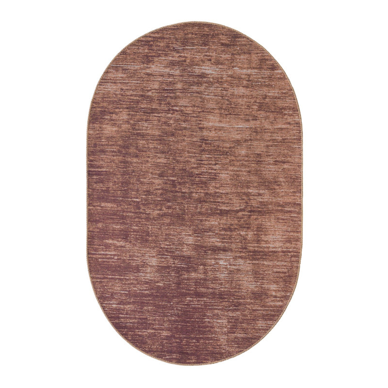 Tapis en chenille Power Loom brun, Ovale 3 pi 6 po x 5 pi 6 po