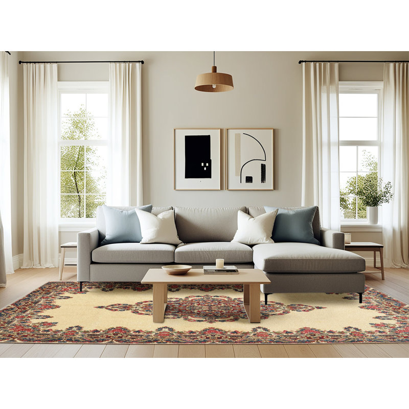 Tapis brun/beige traditionnel Vieux, Rectangle 6 pi x 9 pi