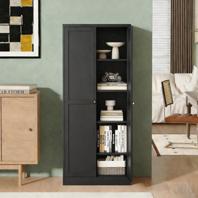 Armoire garde-manger 61 po en métal, 4 tablettes pour la cuisine - noir