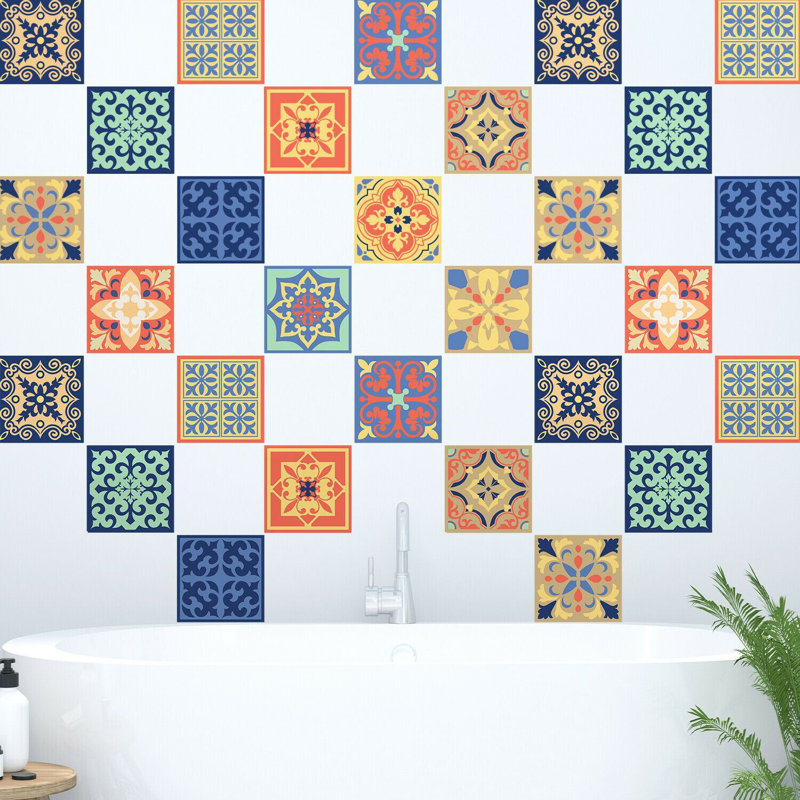 Tuile de champ de colle en pvc 6 po x 6 po, Orange / bleu / vert