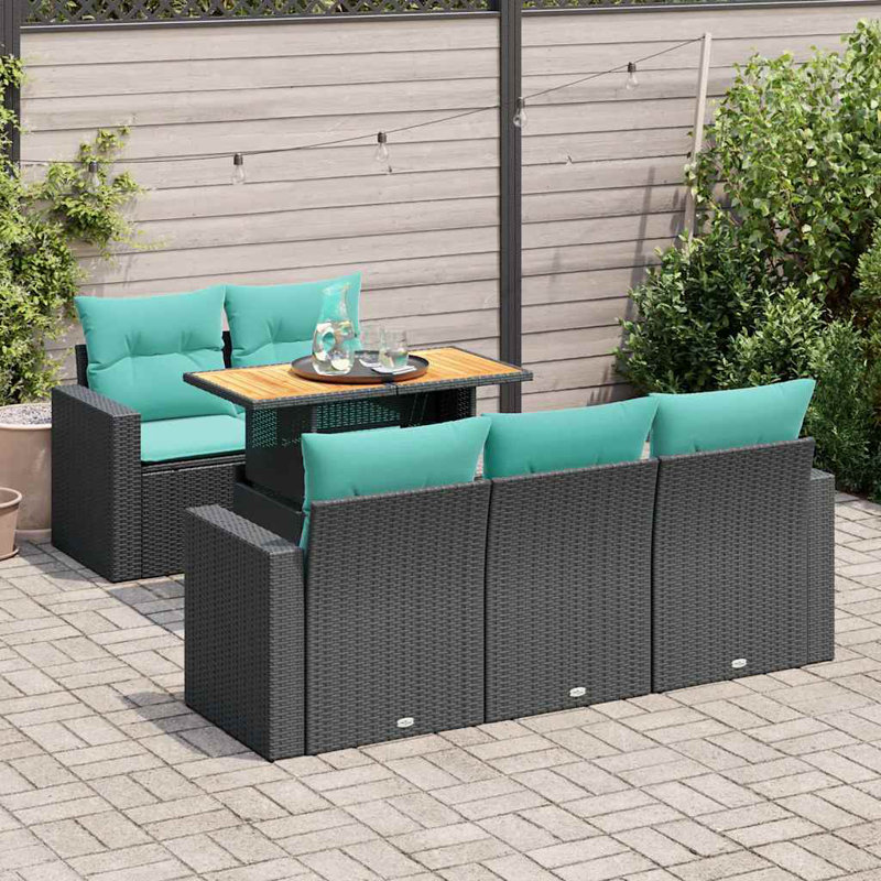  Ensemble de canapé de patio 6 pièces avec coussins en rotin de polyester