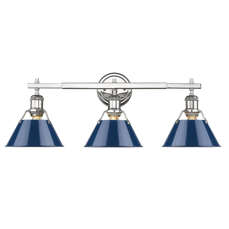 Luminaire à 3 lumières Felda, Bleu marine mat, Chrome