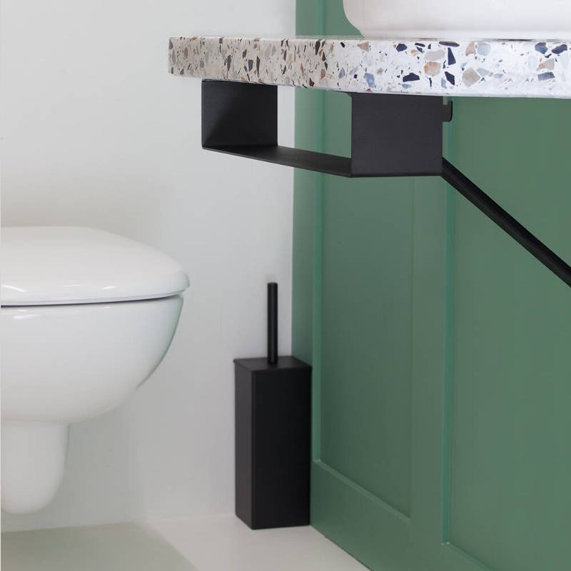 MUGO Free Standing Toilet Brush and Holder, Black