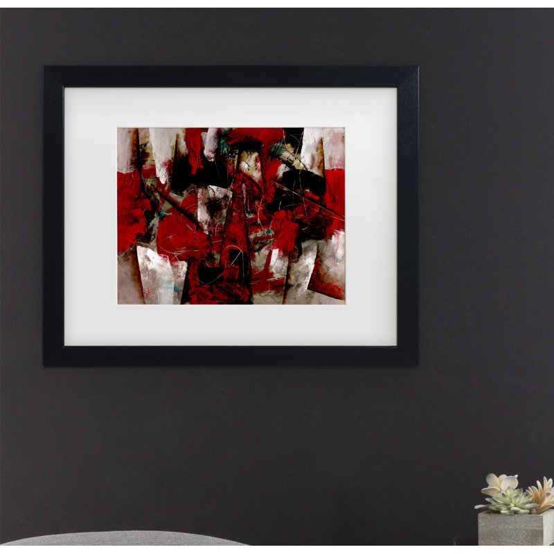 « abstract iv », reproduction de peinture à l’acrylique sur toile tendue, H 16 po x l 20 po x P 0,5 po, Cadre noir, Blanc