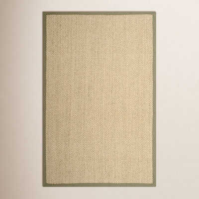 Beige Green Floral Jute Rug