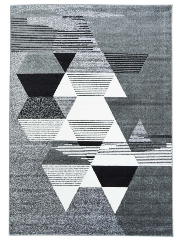 Tapis géométrique gris Tiffin, Rectangulaire 3 pi 11 po x 5 pi 3 po